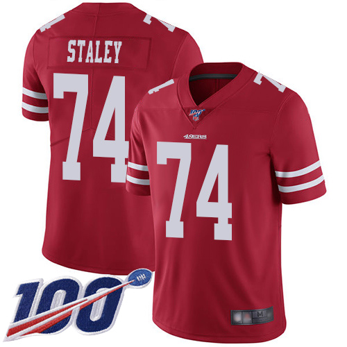 San Francisco 49ers Limited Red Men Joe Staley Home NFL Jersey #74 100th Season Vapor Untouchable->san francisco 49ers->NFL Jersey